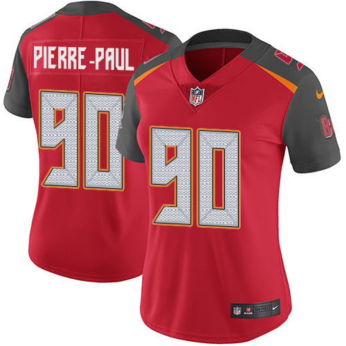 Nike Buccaneers #90 Jason Pierre-Paul Red Team Color Women's Stitched NFL Vapor Untouchable Limited Jersey - Click Image to Close